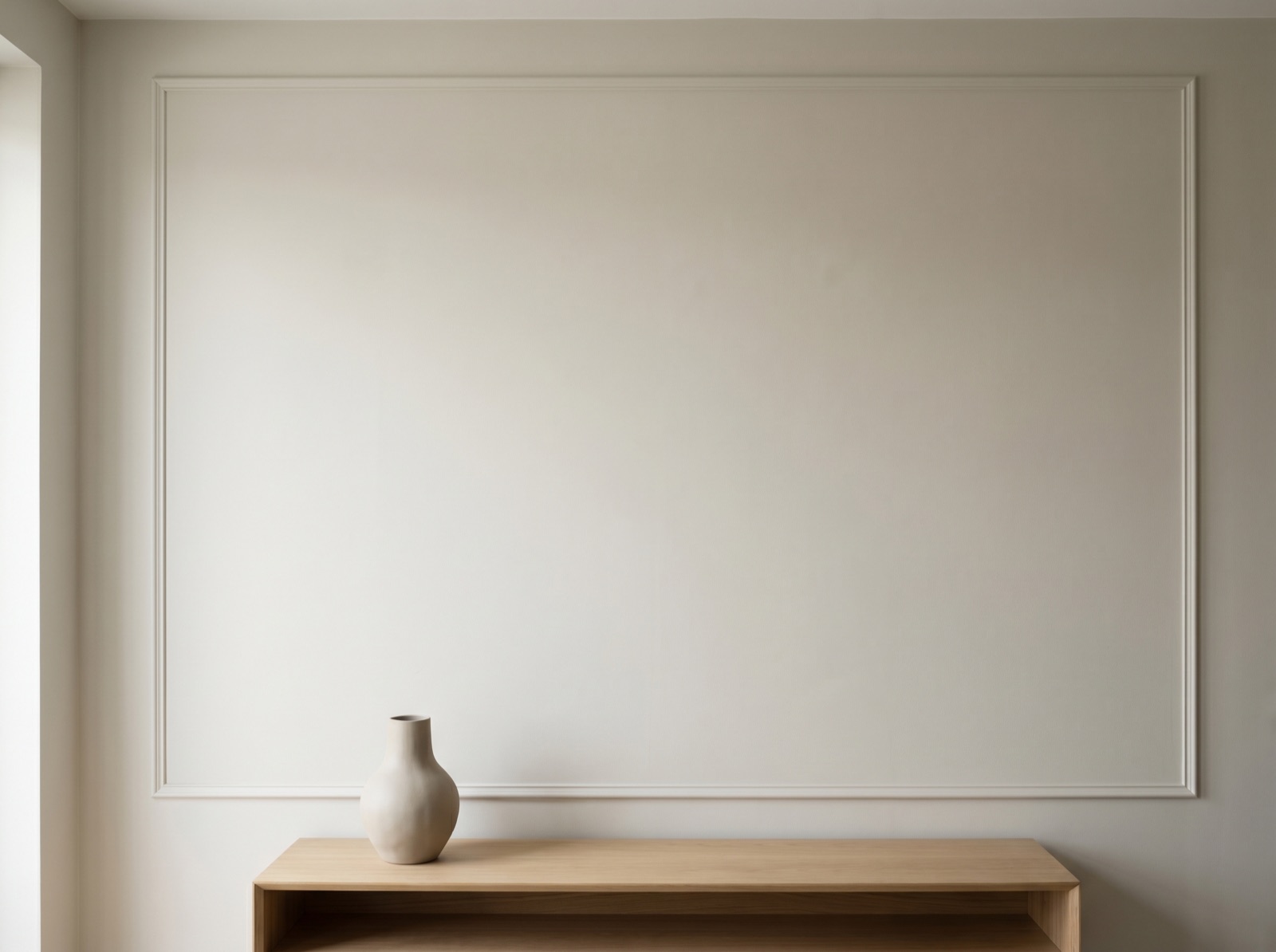 Modern Minimal box wall molding layout in a styled room